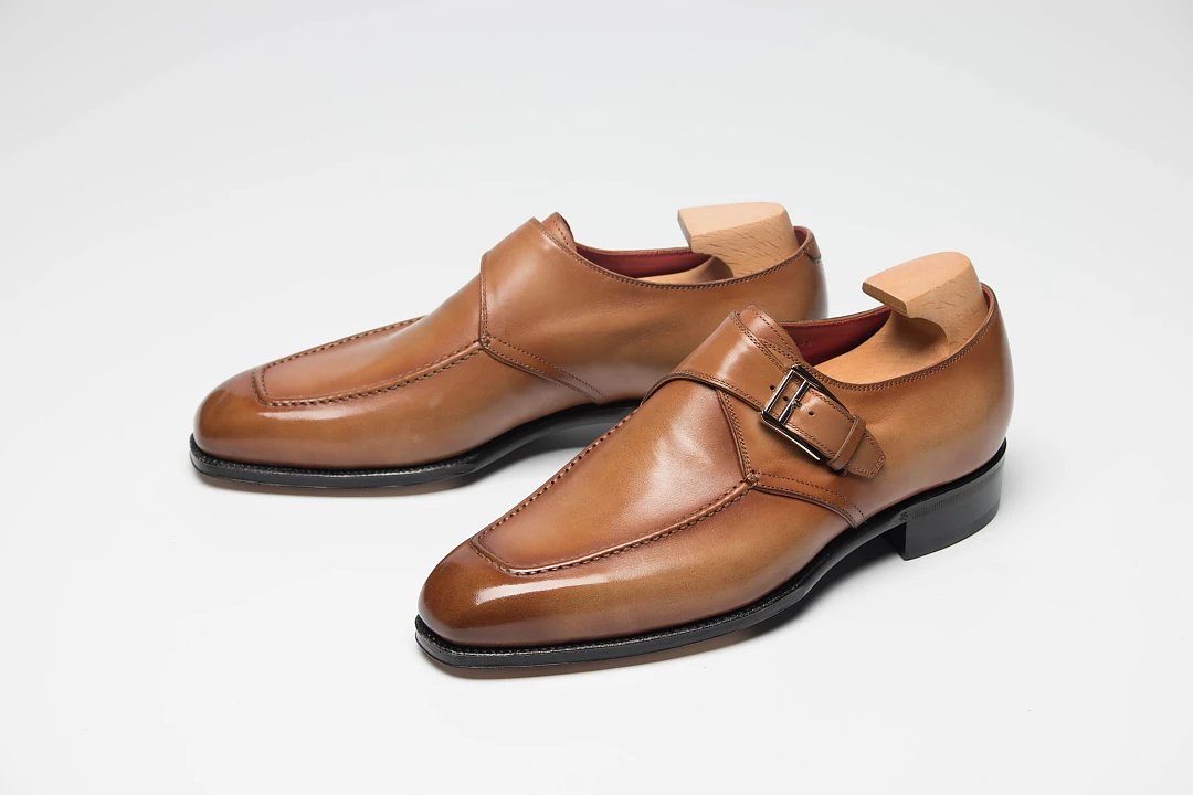 孟克鞋单扣缝边新款